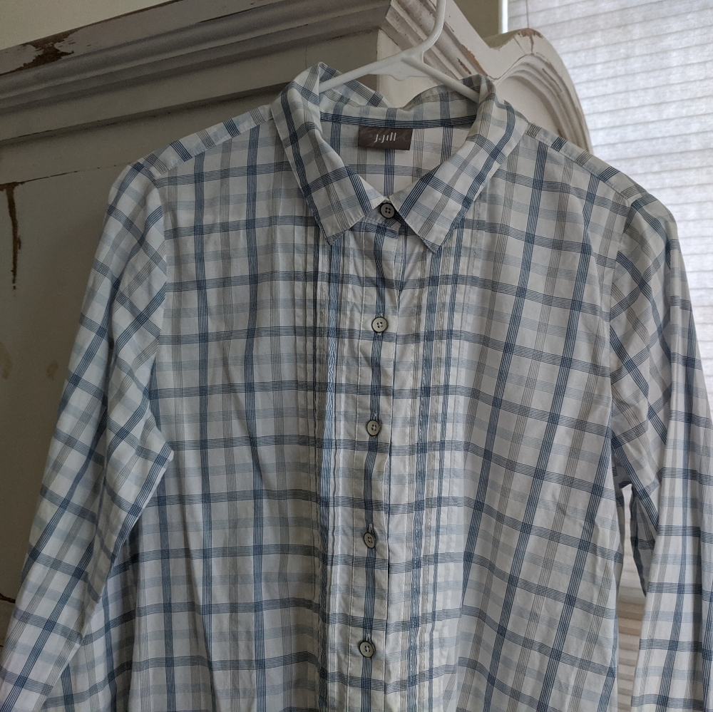 J Jill blouse M blue white
